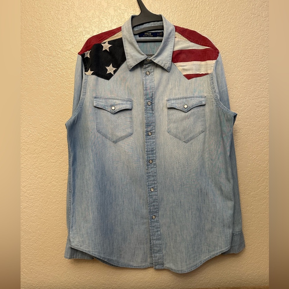 Polo Ralph Lauren Denim Button Down American Flag